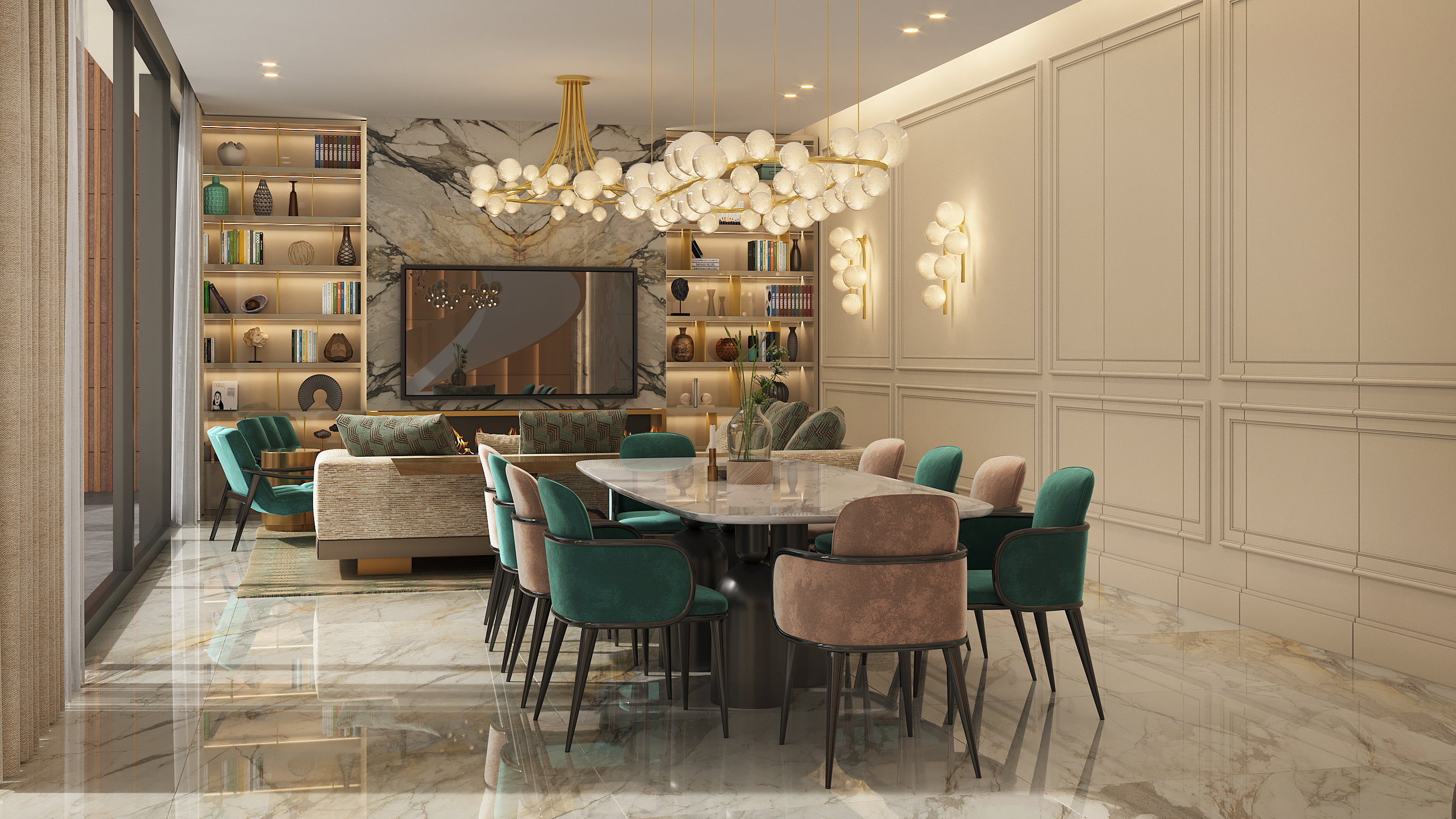 Riyadh 3D Living Dining 3D Rendering